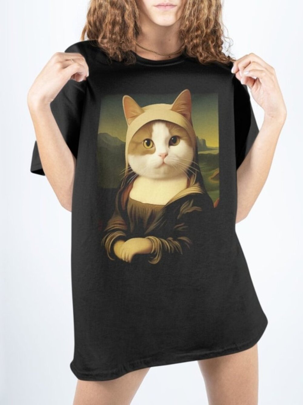 Mona Lisa Cat Art T-shirt, Funny Cat Lover Tee